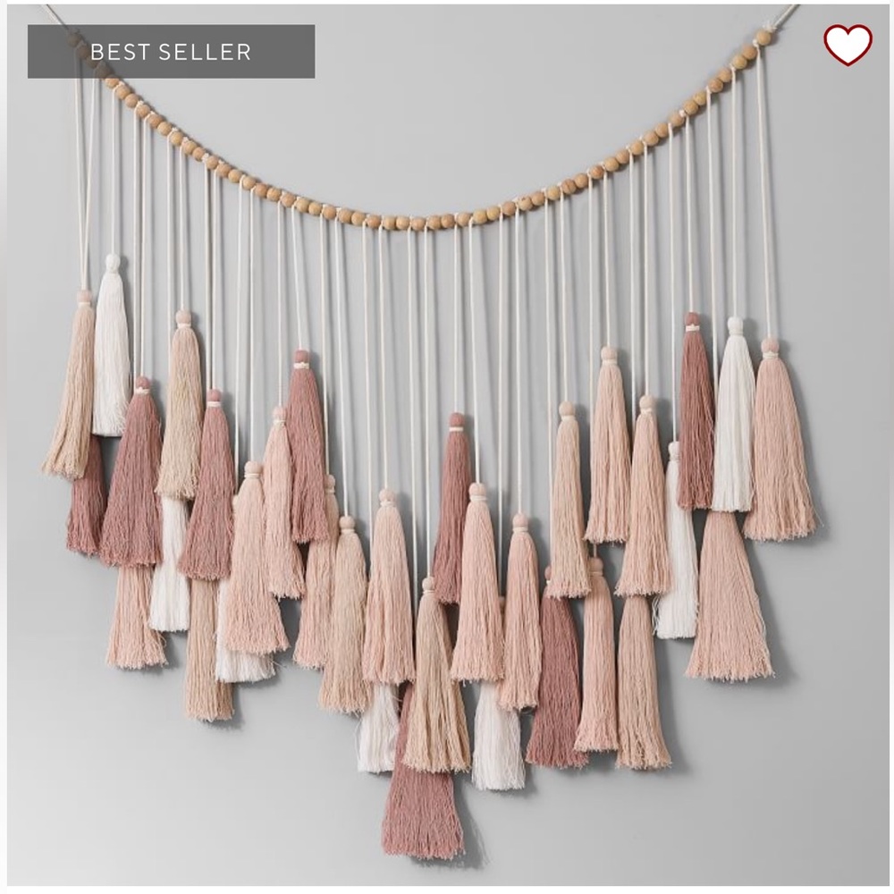 Pottery Barn Teen Tassel Wall Hanging - Pink, Cream, Tan
